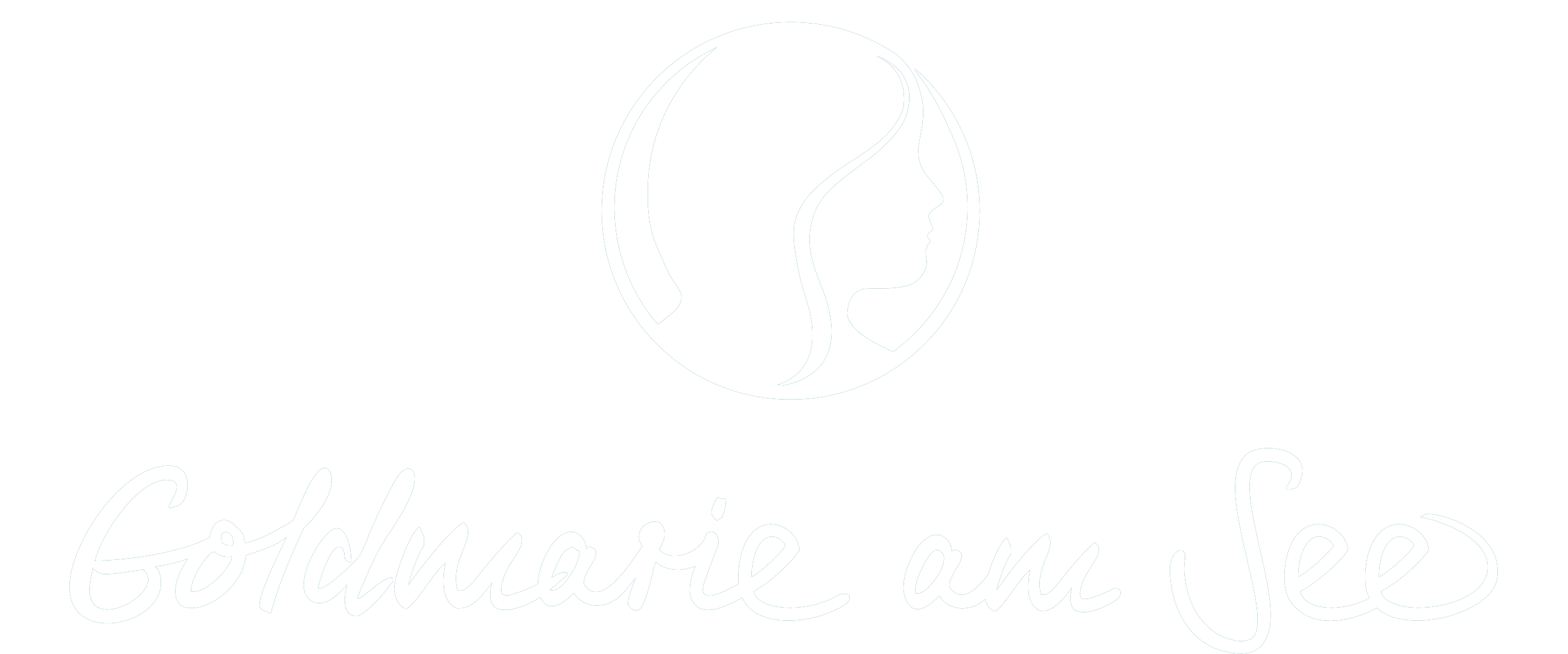 Logo von Goldmarie am See mit einer stilisierten Frauenfigur und Schriftzug.
